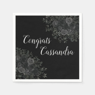 Black Rose Dark Gothic Graduation Party Napkin