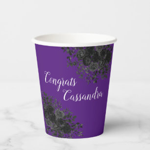 Black Rose Dark Gothic Graduation Party Purple Paper Cups
