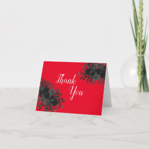 Black Rose Dark Gothic Graduation Party Red Thank You Card