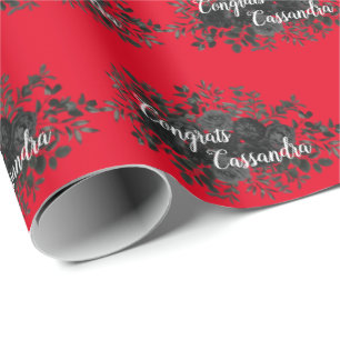 Black Rose Dark Gothic Graduation Party Red Wrapping Paper