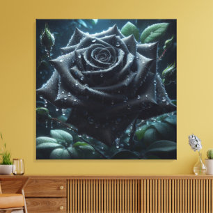 Black Rose Floral Canvas Print