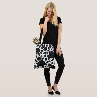 Black Rose Floral Tote Bag