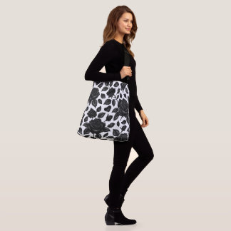Black Rose Floral Tote Bag