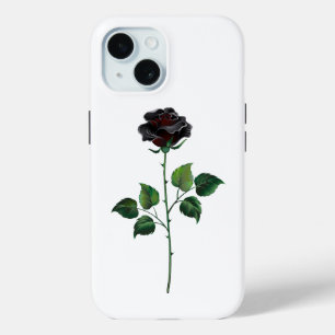 Black rose flower iPhone 15 case