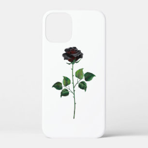 Black rose flower iPhone 12 mini case