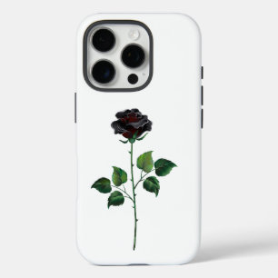 Black rose flower iPhone 16 pro case