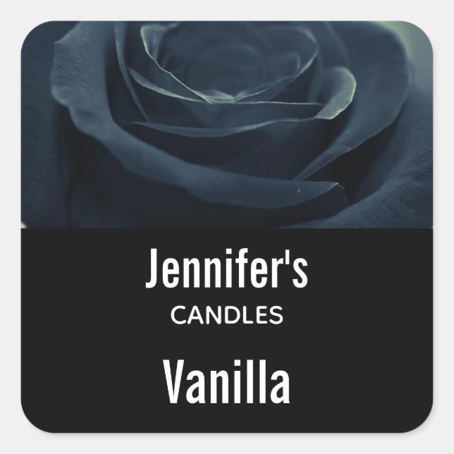 Black Rose Flower Dark Gothic Vibe Candle Business Square Sticker (Front)