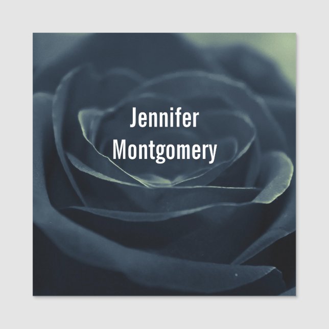 Black Rose Flower Dark Gothic Vibe Name Tag (Front)