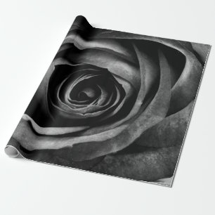 Black Rose Flower Floral Decorative Vintage Wrapping Paper