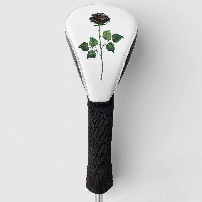 Black rose flower golf head cover (Front)