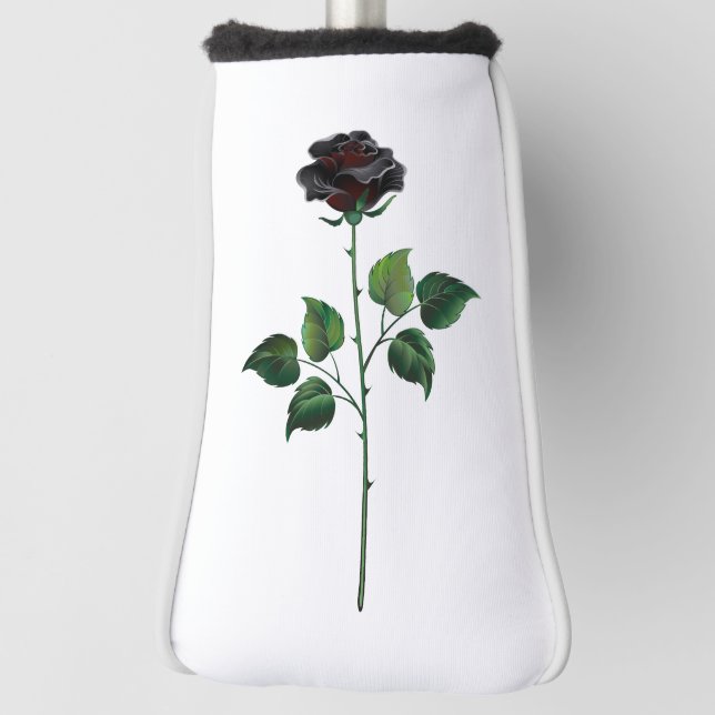 Black rose flower golf head cover (Rotate 90)