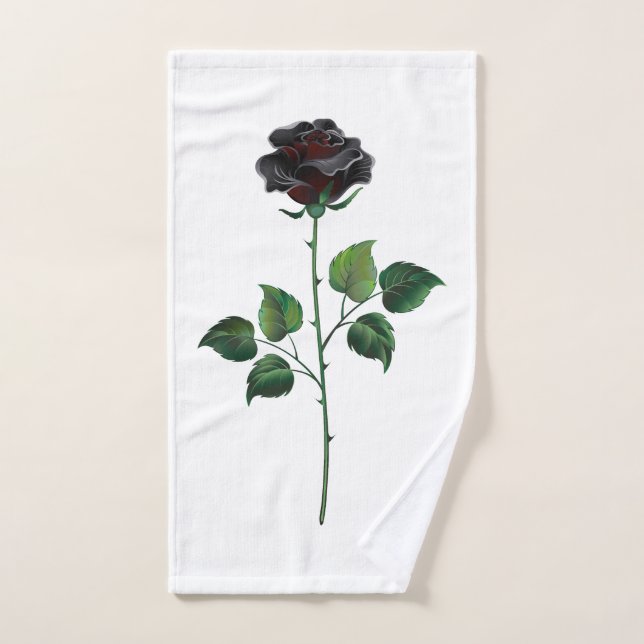 Black rose flower hand towel (Hand Towel)