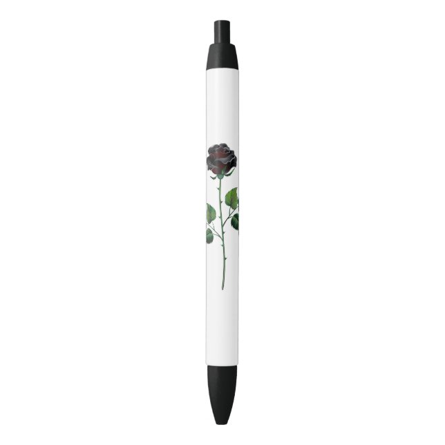 Black rose flower ink pen (Front Vertical)