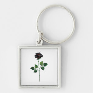 Black rose flower key ring