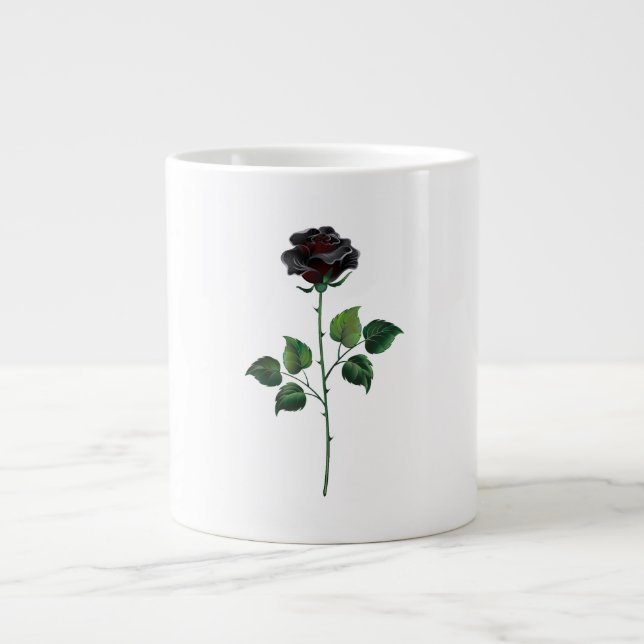 Black rose flower large coffee mug (Front)