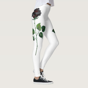 Black rose flower leggings
