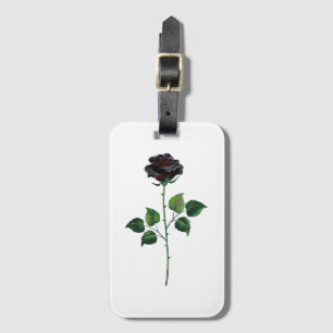 Black rose flower luggage tag