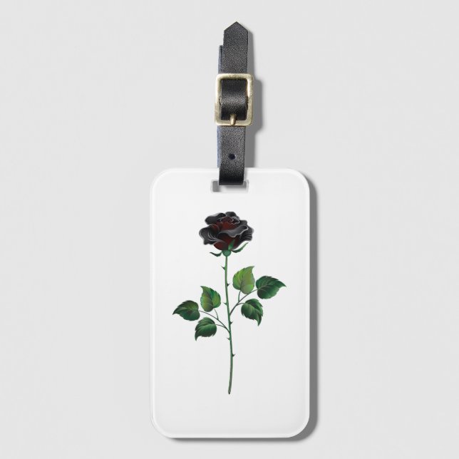 Black rose flower luggage tag (Front Vertical)