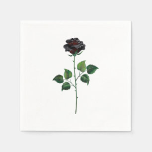Black rose flower napkin