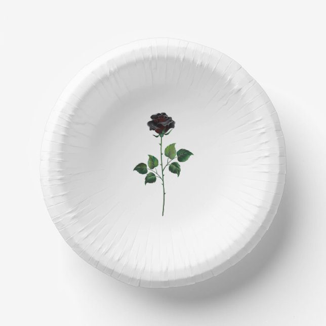 Black rose flower paper plate (Front)