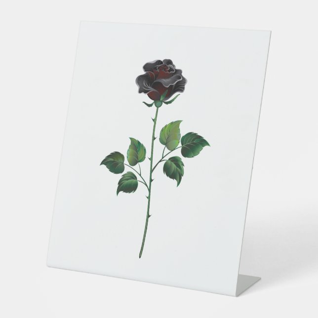 Black rose flower pedestal sign (Front)