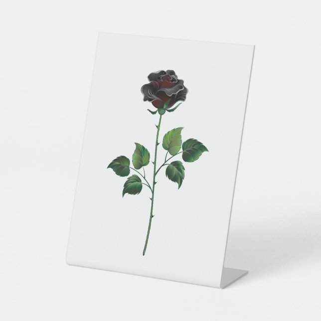 Black rose flower pedestal sign (Front)