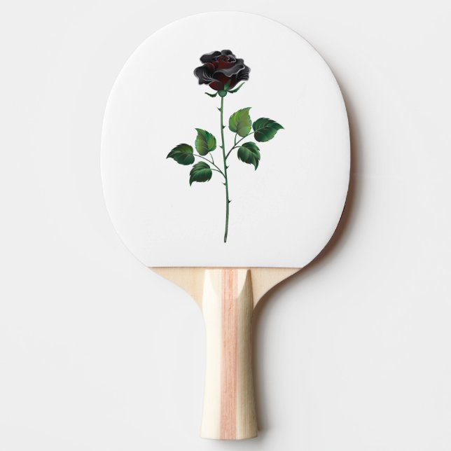 Black rose flower ping pong paddle (Front)