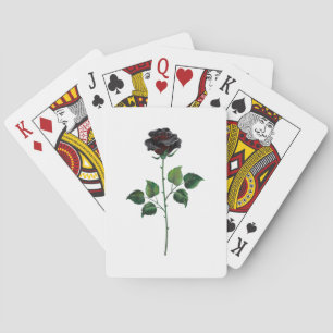 Black rose flower playing cards