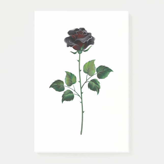Black rose flower post-it notes (Front)
