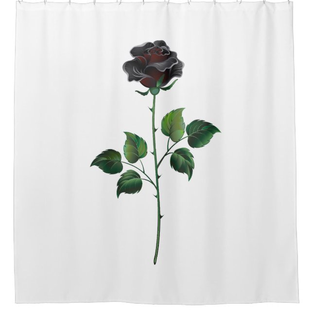 Black rose flower shower curtain (Front)