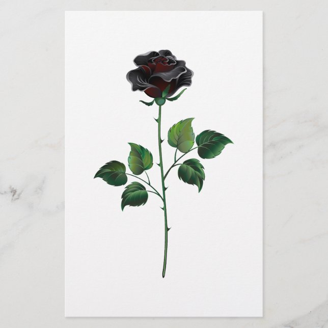 Black rose flower stationery (Front)
