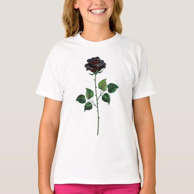 Black rose flower T-Shirt (Front)