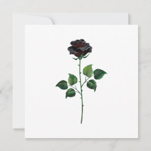 Black rose flower thank you card