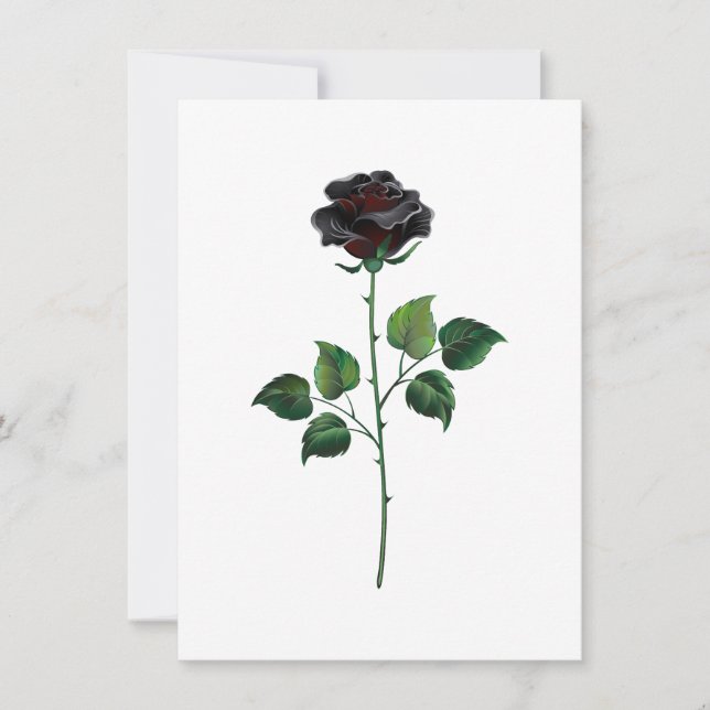 Black rose flower thank you card (Front)