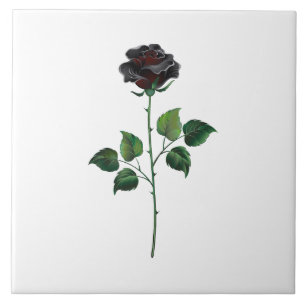 Black rose flower tile