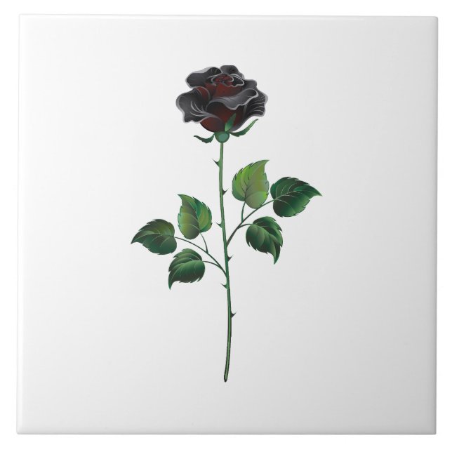 Black rose flower tile (Front)