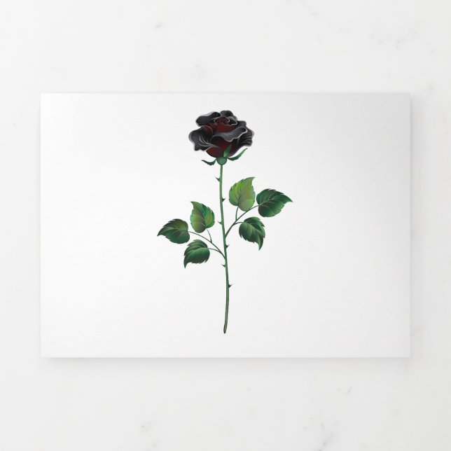 Black rose flower Tri-Fold card (Cover)