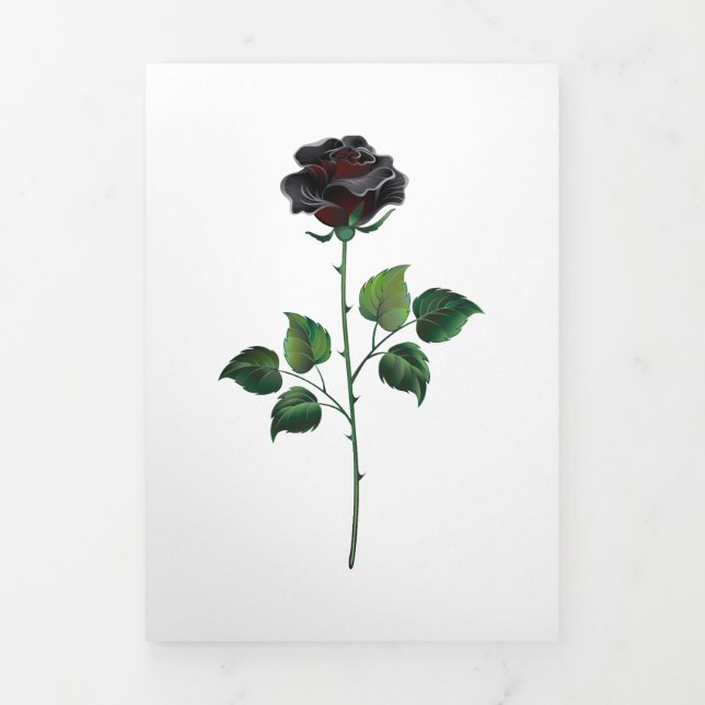 Black rose flower Tri-Fold holiday card (Cover)
