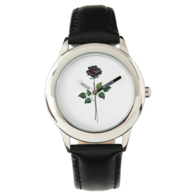 Black rose flower watch (Front)