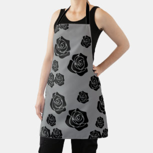 Black Rose Garden Flower Lover Gardening Gardener Apron