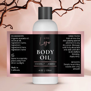 Black & Rose Gold 4 OZ Cosmetic Bottle Wrap Around Rectangular Sticker