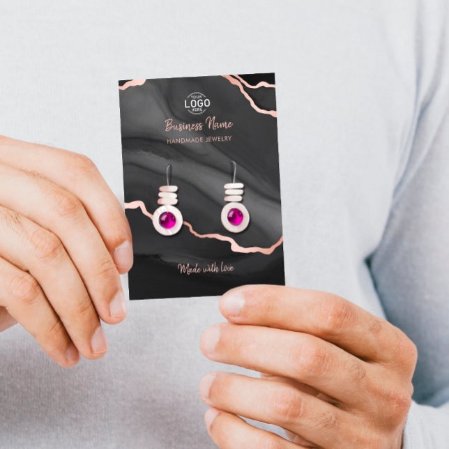 Black Rose Gold Agate Luxury Earrings Display Card (Creator Uploaded)