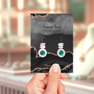 Black Rose Gold Agate Luxury Earrings Display Card