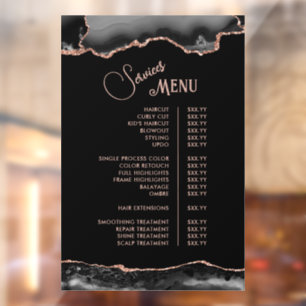 Black Rose Gold Agate Services Menu