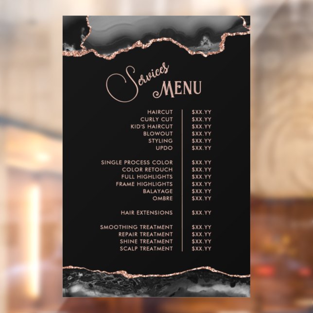 Black Rose Gold Agate Services Menu (Sheet 2)