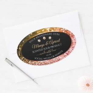 Black Rose Gold and Golden Glitter Product Labels