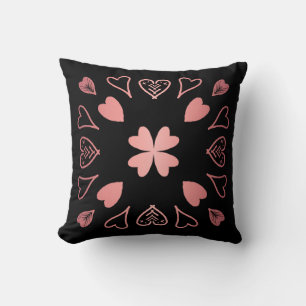 Black Rose Gold Boho Heart Cushion