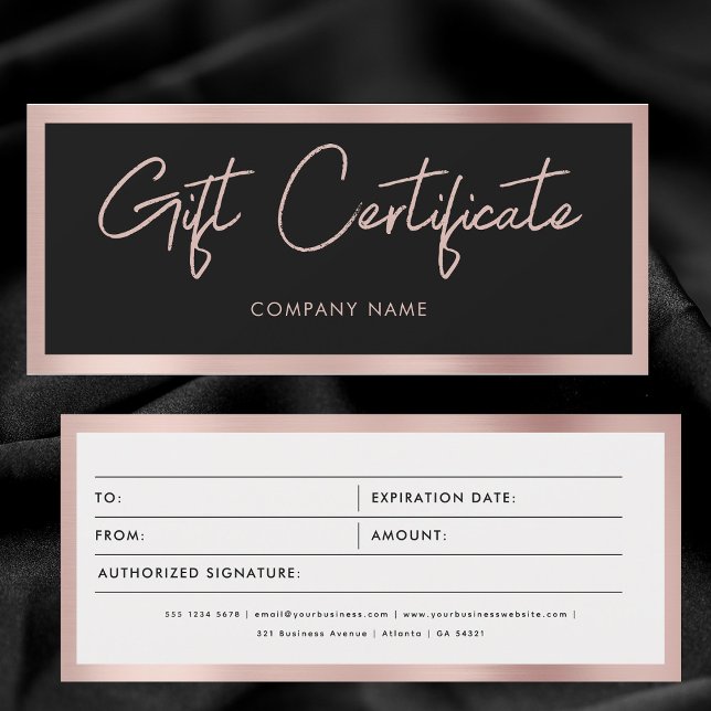 Black Rose Gold Business Gift Certificate Voucher (Black Rose Gold Business Gift Certificate Voucher)