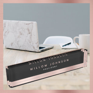 Black Rose Gold Classy Executive Business Gift  Nameplate