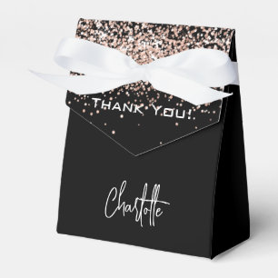 Black rose gold confetti thank you favour box